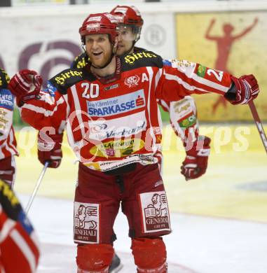 EBEL. Eishockey Bundesliga. KAC gegen EC Salzburg.  Torjubel Mike Craig (KAC). Klagenfurt, am 22.3.2009.
Foto: Kuess 

---
pressefotos, pressefotografie, kuess, qs, qspictures, sport, bild, bilder, bilddatenbank