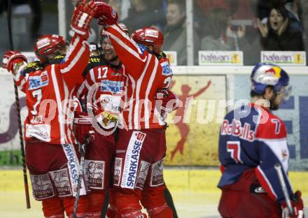 EBEL. Eishockey Bundesliga. KAC gegen EC Salzburg. Torjubel KAC. Klagenfurt, am 22.3.2009.
Foto: Kuess 

---
pressefotos, pressefotografie, kuess, qs, qspictures, sport, bild, bilder, bilddatenbank