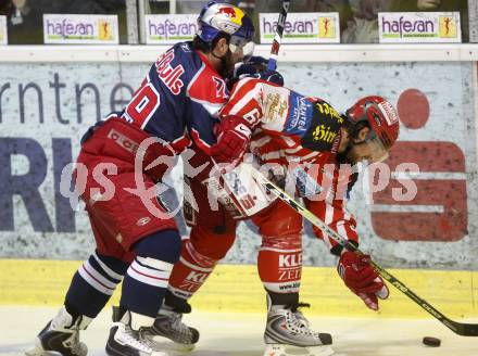 EBEL. Eishockey Bundesliga. KAC gegen EC Salzburg.  Christoph Harand, (KAC), Mario Scalzo (Salzburg). Klagenfurt, am 22.3.2009.
Foto: Kuess 

---
pressefotos, pressefotografie, kuess, qs, qspictures, sport, bild, bilder, bilddatenbank