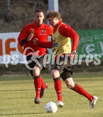 Fussball Nationalteam. Trainingslager in Velden am Woerthersee. Stefan Maierhofer, Sebastian Proedl. Velden, am 23.3.2009.
Foto: Kuess

---
pressefotos, pressefotografie, kuess, qs, qspictures, sport, bild, bilder, bilddatenbank