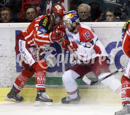 EBEL. Eishockey Bundesliga. KAC gegen EC Salzburg. Herbert Ratz, (KAC), Manuel Latusa  (Salzburg). Klagenfurt, am 26.3.2009.
Foto: Kuess 

---
pressefotos, pressefotografie, kuess, qs, qspictures, sport, bild, bilder, bilddatenbank