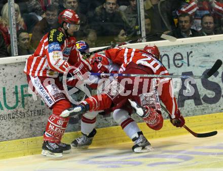 EBEL. Eishockey Bundesliga. KAC gegen EC Salzburg.  Gregor Hager, Mike Craig, (KAC), SCALZO Mario (Salzburg). Klagenfurt, am 26.3.2009.
Foto: Kuess 

---
pressefotos, pressefotografie, kuess, qs, qspictures, sport, bild, bilder, bilddatenbank