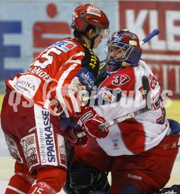 EBEL. Eishockey Bundesliga. KAC gegen EC Salzburg.  Paul Schellander(KAC), PARISE Jordan (Salzburg). Klagenfurt, am 26.3.2009.
Foto: Kuess 

---
pressefotos, pressefotografie, kuess, qs, qspictures, sport, bild, bilder, bilddatenbank