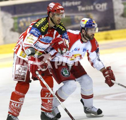 EBEL. Eishockey Bundesliga. KAC gegen EC Salzburg.  Sean Brown (KAC), BOOTLAND Darryl (Salzburg). Klagenfurt, am 26.3.2009.
Foto: Kuess 

---
pressefotos, pressefotografie, kuess, qs, qspictures, sport, bild, bilder, bilddatenbank