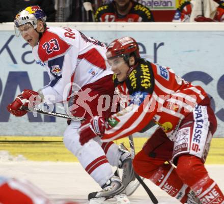 EBEL. Eishockey Bundesliga. KAC gegen EC Salzburg.  David Schuller, (KAC), Jeremy Rebek (Salzburg). Klagenfurt, am 26.3.2009.
Foto: Kuess 

---
pressefotos, pressefotografie, kuess, qs, qspictures, sport, bild, bilder, bilddatenbank