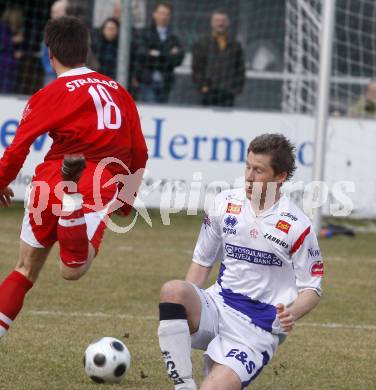 Fussball Regionalliga. SAK gegen SV Spittal. Claus Neidhardt (SAK) Plattner Manuel (Spittal). Klagenfurt, am 28.3.2009.
Foto: Kuess

---
pressefotos, pressefotografie, kuess, qs, qspictures, sport, bild, bilder, bilddatenbank