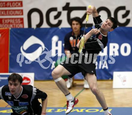 Badminton Bundesliga. ASKOE Kelag Kaernten gegen Traun. Stylian Makarski, Vladimir Metodiev (Kaernten). Klagenfurt, am 28.3.2009.
Foto: Kuess



---
pressefotos, pressefotografie, kuess, qs, qspictures, sport, bild, bilder, bilddatenbank