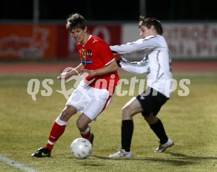 Fussball Testspiel. Nationalteam Oesterreich gegen AKA Austria Kaernten U19. Franz Schiemer,  (Nationalteam)  Jakob Orgonyi (Austria Kaernten). Wolfsberg, am 27.3.2009.
Foto:Kuess

---
pressefotos, pressefotografie, kuess, qs, qspictures, sport, bild, bilder, bilddatenbank