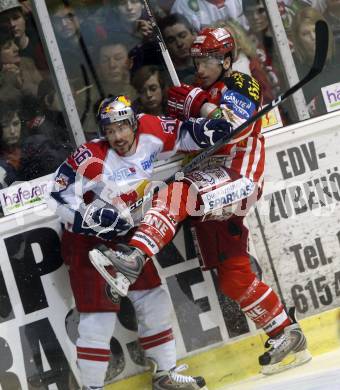 EBEL. Eishockey Bundesliga. KAC gegen EC Salzburg.  Kirk Furey, (KAC),  Ryan Thomas Mc Donough (Salzburg). Klagenfurt, am 31.3.2009.
Foto: Kuess 

---
pressefotos, pressefotografie, kuess, qs, qspictures, sport, bild, bilder, bilddatenbank