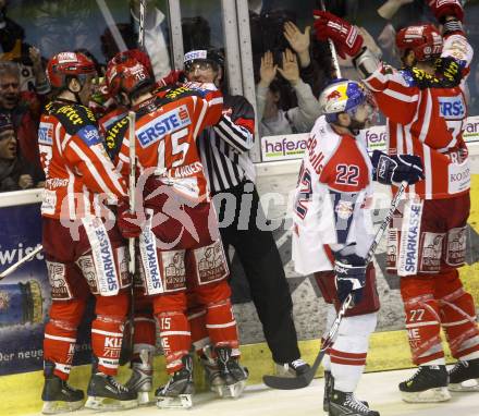 EBEL. Eishockey Bundesliga. KAC gegen EC Salzburg. Torjubel KAC. Klagenfurt, am 31.3.2009.
Foto: Kuess 

---
pressefotos, pressefotografie, kuess, qs, qspictures, sport, bild, bilder, bilddatenbank