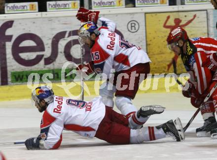 EBEL. Eishockey Bundesliga. KAC gegen EC Salzburg.  Thomas Koch, Manuel Latusa (Salzburg). Klagenfurt, am 31.3.2009.
Foto: Kuess 

---
pressefotos, pressefotografie, kuess, qs, qspictures, sport, bild, bilder, bilddatenbank