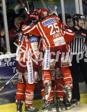 EBEL. Eishockey Bundesliga. KAC gegen EC Salzburg. Torjubel KAC. Klagenfurt, am 31.3.2009.
Foto: Kuess 

---
pressefotos, pressefotografie, kuess, qs, qspictures, sport, bild, bilder, bilddatenbank