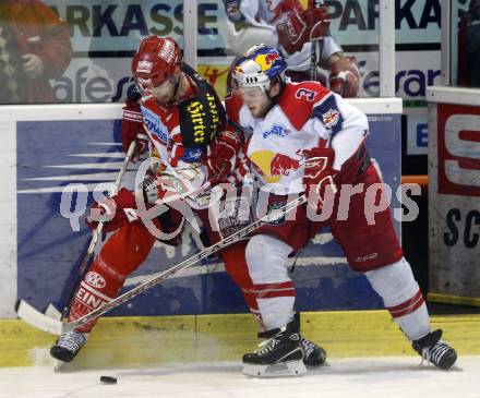 EBEL. Eishockey Bundesliga. KAC gegen EC Salzburg.  Sean Brown (KAC), SWEATT Walter Lee (Salzburg). Klagenfurt, am 31.3.2009.
Foto: Kuess 

---
pressefotos, pressefotografie, kuess, qs, qspictures, sport, bild, bilder, bilddatenbank