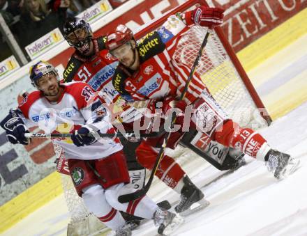 EBEL. Eishockey Bundesliga. KAC gegen EC Salzburg.  Travis Scott, Johannes Kirisits, (KAC), Ryan Thomas Mc Donough (Salzburg). Klagenfurt, am 31.3.2009.
Foto: Kuess 

---
pressefotos, pressefotografie, kuess, qs, qspictures, sport, bild, bilder, bilddatenbank