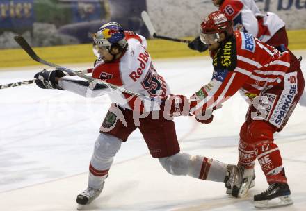 EBEL. Eishockey Bundesliga. KAC gegen EC Salzburg.  Gregor Hager, (KAC), Matthias Trattnig (Salzburg). Klagenfurt, am 31.3.2009.
Foto: Kuess 

---
pressefotos, pressefotografie, kuess, qs, qspictures, sport, bild, bilder, bilddatenbank