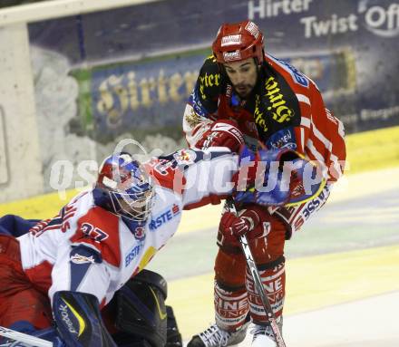 EBEL. Eishockey Bundesliga. KAC gegen EC Salzburg.  Warren Norris,  (KAC), Jordan Parise (Salzburg). Klagenfurt, am 31.3.2009.
Foto: Kuess 

---
pressefotos, pressefotografie, kuess, qs, qspictures, sport, bild, bilder, bilddatenbank