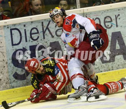 EBEL. Eishockey Bundesliga. KAC gegen EC Salzburg. NORRIS Warren (KAC), TRATTNIG Matthias (Salzburg). Klagenfurt, am 31.3.2009.
Foto: Kuess 

---
pressefotos, pressefotografie, kuess, qs, qspictures, sport, bild, bilder, bilddatenbank