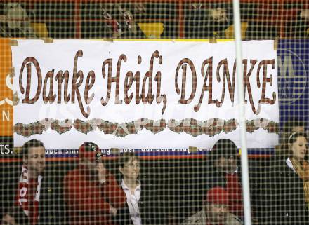 EBEL. Eishockey Bundesliga. KAC gegen EC Salzburg. Danke Heidi, Danke. Klagenfurt, am 31.3.2009.
Foto: Kuess 

---
pressefotos, pressefotografie, kuess, qs, qspictures, sport, bild, bilder, bilddatenbank