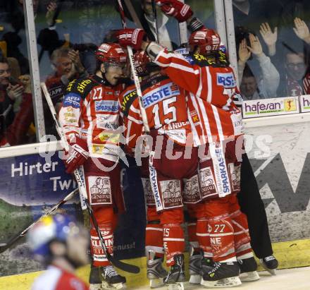 EBEL. Eishockey Bundesliga. KAC gegen EC Salzburg. Torjubel KAC. Klagenfurt, am 31.3.2009.
Foto: Kuess 

---
pressefotos, pressefotografie, kuess, qs, qspictures, sport, bild, bilder, bilddatenbank