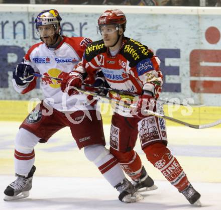 EBEL. Eishockey Bundesliga. KAC gegen EC Salzburg. Manuel Geier,  (KAC), Mario Scalzo (Salzburg). Klagenfurt, am 31.3.2009.
Foto: Kuess 

---
pressefotos, pressefotografie, kuess, qs, qspictures, sport, bild, bilder, bilddatenbank