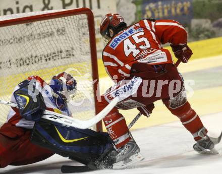 EBEL. Eishockey Bundesliga. KAC gegen EC Salzburg. David Schuller, (KAC), Jordan parise  (Salzburg). Klagenfurt, am 31.3.2009.
Foto: Kuess 

---
pressefotos, pressefotografie, kuess, qs, qspictures, sport, bild, bilder, bilddatenbank