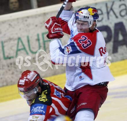 EBEL. Eishockey Bundesliga. KAC gegen EC Salzburg.  Manuel Geier, (KAC), Mike Siklenka (Salzburg). Klagenfurt, am 31.3.2009.
Foto: Kuess 

---
pressefotos, pressefotografie, kuess, qs, qspictures, sport, bild, bilder, bilddatenbank