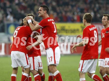 Fussball WM Qualifikationsspiel. Oessterreich gegen Rumaenien. Torjubel Oesterreich. Hypo Group Arena, Klagenfurt, am 1.4. 2009.
Foto: Kuess

---
pressefotos, pressefotografie, kuess, qs, qspictures, sport, bild, bilder, bilddatenbank