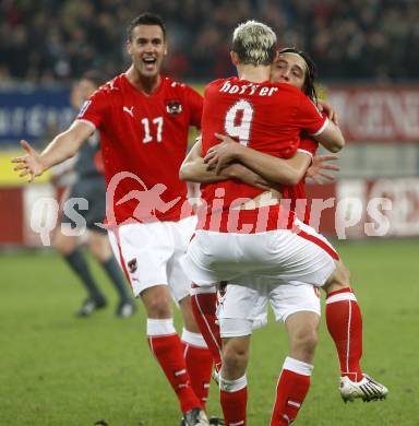 Fussball WM Qualifikationsspiel. Oessterreich gegen Rumaenien. Torjubel Oesterreich. Hypo Group Arena, Klagenfurt, am 1.4. 2009.
Foto: Kuess

---
pressefotos, pressefotografie, kuess, qs, qspictures, sport, bild, bilder, bilddatenbank