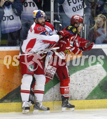 EBEL. Eishockey Bundesliga. EC Red Bull Salzburg gegen  KAC. GEIER Stefan (KAC), BOOTLAND Darryl (Salzburg). Salzburg, am 2.4.2009.
Foto: Kuess 

---
pressefotos, pressefotografie, kuess, qs, qspictures, sport, bild, bilder, bilddatenbank