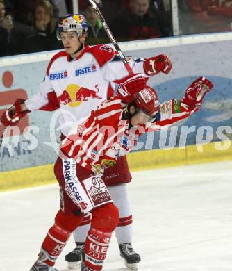 EBEL. Eishockey Bundesliga. EC Red Bull Salzburg gegen  KAC. SCHULLER David aberkanntes Tor (KAC), CIBULSKIS Oskars (Salzburg). Salzburg, am 2.4.2009.
Foto: Kuess 

---
pressefotos, pressefotografie, kuess, qs, qspictures, sport, bild, bilder, bilddatenbank