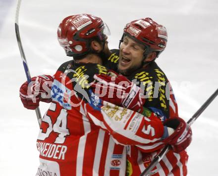 EBEL. Eishockey Bundesliga. EC Red Bull Salzburg gegen  KAC. Torjubel SCHNEIDER Andrew, TORY Jeffrey (KAC). Salzburg, am 2.4.2009.
Foto: Kuess 

---
pressefotos, pressefotografie, kuess, qs, qspictures, sport, bild, bilder, bilddatenbank