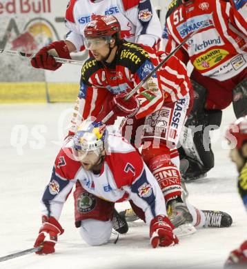 EBEL. Eishockey Bundesliga. EC Red Bull Salzburg gegen  KAC. REICHEL Johannes (KAC), FOSTER Adrian (Salzburg). Salzburg, am 2.4.2009.
Foto: Kuess 

---
pressefotos, pressefotografie, kuess, qs, qspictures, sport, bild, bilder, bilddatenbank