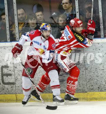 EBEL. Eishockey Bundesliga. EC Red Bull Salzburg gegen  KAC. BROWN Sean (KAC), WELSER Daniel  (Salzburg). Salzburg, am 2.4.2009.
Foto: Kuess 

---
pressefotos, pressefotografie, kuess, qs, qspictures, sport, bild, bilder, bilddatenbank