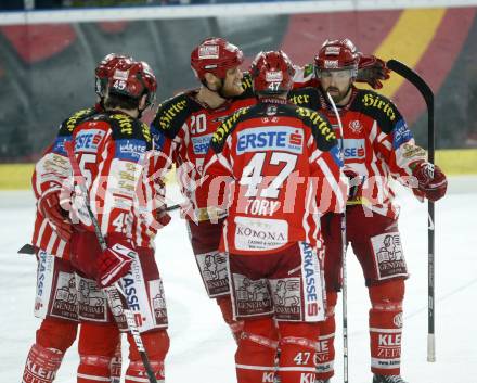 EBEL. Eishockey Bundesliga. EC Red Bull Salzburg gegen  KAC. Jubel (KAC). Salzburg, am 2.4.2009.
Foto: Kuess 

---
pressefotos, pressefotografie, kuess, qs, qspictures, sport, bild, bilder, bilddatenbank