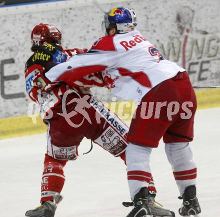 EBEL. Eishockey Bundesliga. EC Red Bull Salzburg gegen  KAC. REICHEL Johannes (KAC), FOSTER Adrian (Salzburg). Salzburg, am 2.4.2009.
Foto: Kuess 

---
pressefotos, pressefotografie, kuess, qs, qspictures, sport, bild, bilder, bilddatenbank