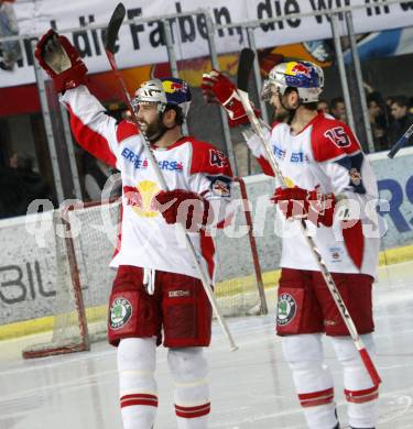 EBEL. Eishockey Bundesliga. EC Red Bull Salzburg gegen  KAC. 
Jubel BOOTLAND Darryl, LATUSA Manuel (Salzburg). Salzburg, am 2.4.2009.
Foto: Kuess 

---
pressefotos, pressefotografie, kuess, qs, qspictures, sport, bild, bilder, bilddatenbank