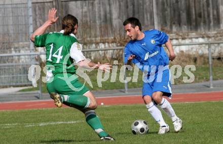 Fussball Kaerntner Liga. VSV gegen Landskron. Weissenberger Philipp (VSV), Slunka Martin Peter klaus (Landskron). Villach, am 4.4. 2009.
Foto: Kuess

---
pressefotos, pressefotografie, kuess, qs, qspictures, sport, bild, bilder, bilddatenbank