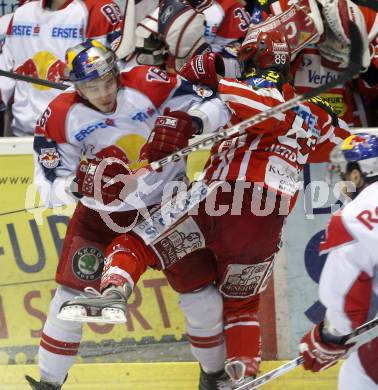 EBEL. Eishockey Bundesliga. KAC gegen EC Salzburg.  HERBURGER Raphael (KAC), HARAND Patrick (Salzburg). Klagenfurt, am 5.4.2009.
Foto: Kuess 

---
pressefotos, pressefotografie, kuess, qs, qspictures, sport, bild, bilder, bilddatenbank