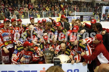 EBEL. Eishockey Bundesliga. KAC gegen EC Salzburg. Jubel Meister KAC. Klagenfurt, am 5.4.2009.
Foto: Kuess 

---
pressefotos, pressefotografie, kuess, qs, qspictures, sport, bild, bilder, bilddatenbank