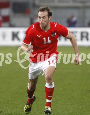 Fussball WM Qualifikationsspiel. Oesterreich gegen Rumaenien. Manuel Ortlechner  (Oesterreich). Hypo Group Arena, Klagenfurt, am 1.4. 2009.
Foto: Kuess

---
pressefotos, pressefotografie, kuess, qs, qspictures, sport, bild, bilder, bilddatenbank