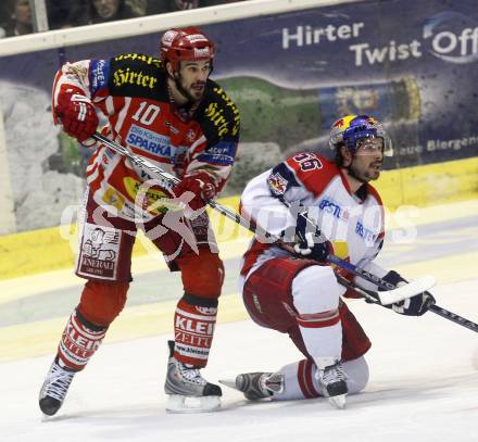 EBEL. Eishockey Bundesliga. KAC gegen EC Salzburg.  NORRIS Warren (KAC), MCDONOUGH Ryan Thomas (Salzburg). Klagenfurt, am 5.4.2009.
Foto: Kuess 

---
pressefotos, pressefotografie, kuess, qs, qspictures, sport, bild, bilder, bilddatenbank