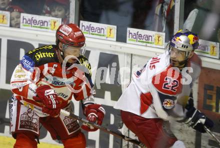 EBEL. Eishockey Bundesliga. KAC gegen EC Salzburg.  PELLEGRIMS Mike (KAC), JULIEN Stephane (Salzburg). Klagenfurt, am 5.4.2009.
Foto: Kuess 

---
pressefotos, pressefotografie, kuess, qs, qspictures, sport, bild, bilder, bilddatenbank