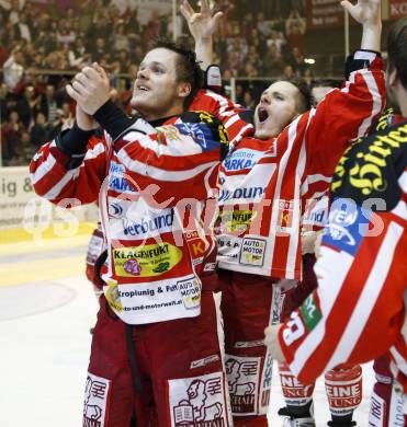 EBEL. Eishockey Bundesliga. KAC gegen EC Salzburg. Jubel Meister KAC, GEIER Manuel, GEIER Stefan. Klagenfurt, am 5.4.2009.
Foto: Kuess 

---
pressefotos, pressefotografie, kuess, qs, qspictures, sport, bild, bilder, bilddatenbank