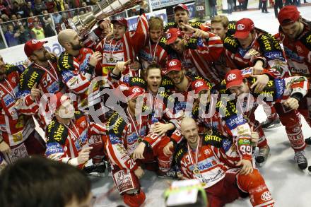 EBEL. Eishockey Bundesliga. KAC gegen EC Salzburg. Jubel Meister KAC. Klagenfurt, am 5.4.2009.
Foto: Kuess 

---
pressefotos, pressefotografie, kuess, qs, qspictures, sport, bild, bilder, bilddatenbank