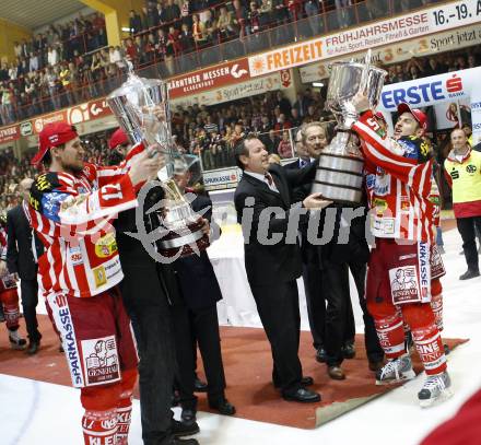 EBEL. Eishockey Bundesliga. KAC gegen EC Salzburg. Jubel Meister KAC. Klagenfurt, am 5.4.2009.
Foto: Kuess 

---
pressefotos, pressefotografie, kuess, qs, qspictures, sport, bild, bilder, bilddatenbank