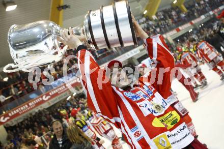 EBEL. Eishockey Bundesliga. KAC gegen EC Salzburg. Jubel Meister KAC, HERBURGER Raphael. Klagenfurt, am 5.4.2009.
Foto: Kuess 

---
pressefotos, pressefotografie, kuess, qs, qspictures, sport, bild, bilder, bilddatenbank