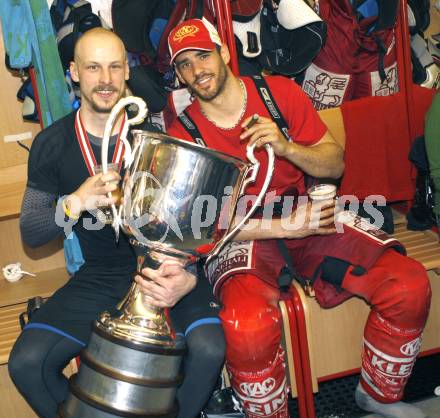 EBEL. Eishockey Bundesliga. KAC gegen EC Salzburg. Jubel Meister KAC. Herbert Ratz, Sean Brown. Klagenfurt, am 5.4.2009.
Foto: Kuess 

---
pressefotos, pressefotografie, kuess, qs, qspictures, sport, bild, bilder, bilddatenbank