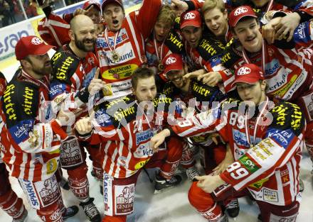 EBEL. Eishockey Bundesliga. KAC gegen EC Salzburg. Jubel Meister KAC. Klagenfurt, am 5.4.2009.
Foto: Kuess 

---
pressefotos, pressefotografie, kuess, qs, qspictures, sport, bild, bilder, bilddatenbank