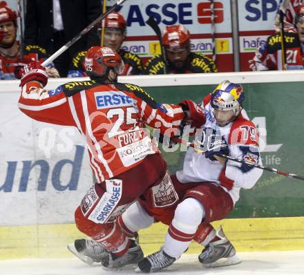 EBEL. Eishockey Bundesliga. KAC gegen EC Salzburg. FUREY Kirk (KAC), SCALZO Mario (Salzburg). Klagenfurt, am 5.4.2009.
Foto: Kuess 

---
pressefotos, pressefotografie, kuess, qs, qspictures, sport, bild, bilder, bilddatenbank