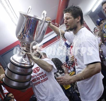 EBEL. Eishockey Bundesliga. KAC gegen EC Salzburg. Jubel Meister KAC. Jeff Shantz, Gregor Hager. Klagenfurt, am 5.4.2009.
Foto: Kuess 

---
pressefotos, pressefotografie, kuess, qs, qspictures, sport, bild, bilder, bilddatenbank